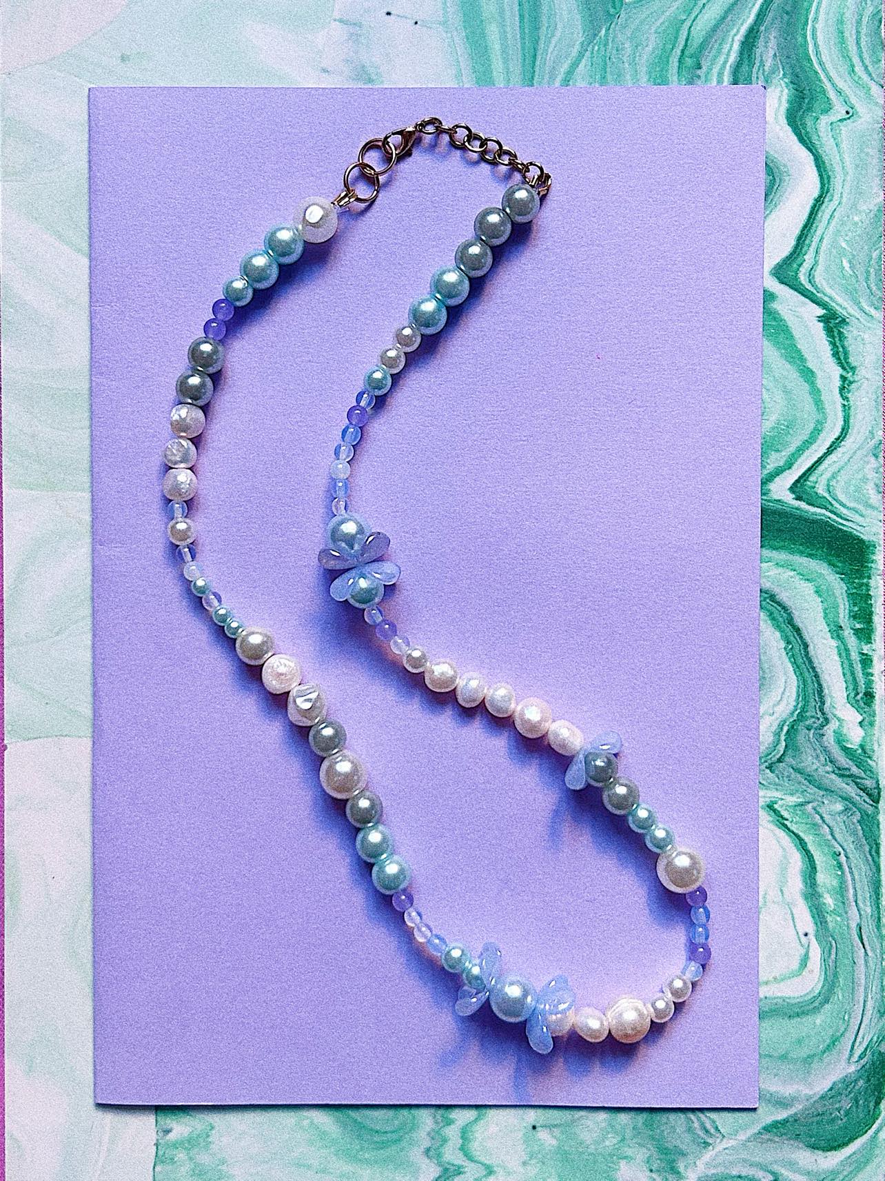 Blue Hues - Pearly Necklace