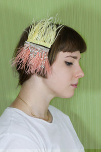 LARGE Feather Hairclips -  Yellow + Blush