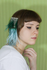 MEDIUM Feather Hairclips -  Blue + Green