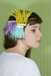 SMALL Feather Hairclips -  Gold, Mint + Lilac