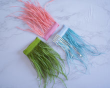 Load image into Gallery viewer, SMALL Feather Hairclips -  Blue, Blush + Moss