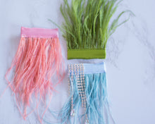 Load image into Gallery viewer, SMALL Feather Hairclips -  Blue, Blush + Moss