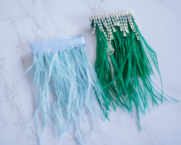 MEDIUM Feather Hairclips -  Blue + Green