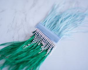 MEDIUM Feather Hairclips -  Blue + Green