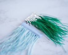 Load image into Gallery viewer, MEDIUM Feather Hairclips -  Blue + Green