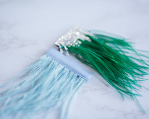 MEDIUM Feather Hairclips -  Blue + Green