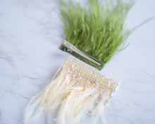 Load image into Gallery viewer, MEDIUM Feather Hairclips -  Moss + Yellow