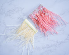 Load image into Gallery viewer, LARGE Feather Hairclips -  Yellow + Blush