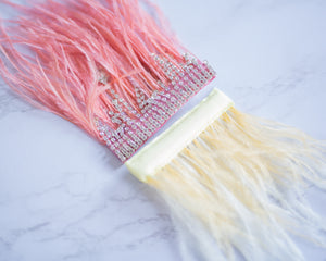 LARGE Feather Hairclips -  Yellow + Blush